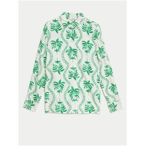 Zeleno-bílá dámská vzorovaná košile Marks & Spencer