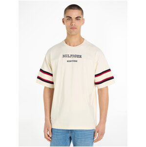 Béžové pánské tričko Tommy Hilfiger Monotype Sleeve Colourblock