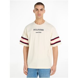 Béžové pánské tričko Tommy Hilfiger Monotype Sleeve Colourblock