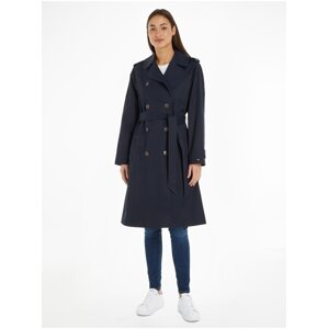 Tmavě modrý dámský trenčkot Tommy Hilfiger Cotton Classic Trench