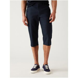 Tmavě modré pánské 3/4 kalhoty s příměsí lnu Marks & Spencer