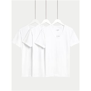 Sada tří pánských basic triček v bílé barvě s technologií Cool & Fresh™ Marks & Spencer