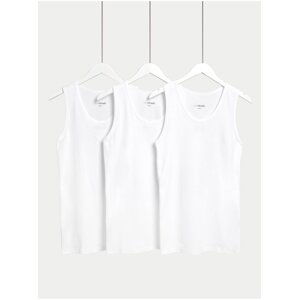 Sada tří pánských basic tílek v bílé barvě s technologií Cool & Fresh™ Marks & Spencer