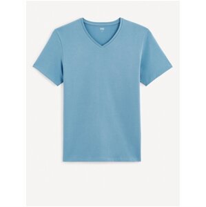 Světle modré pánské basic tričko Celio Neuniv