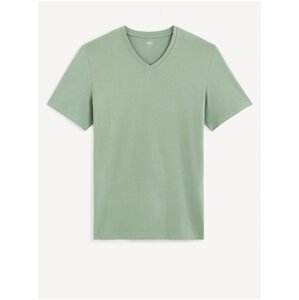 Světle zelené pánské basic tričko Celio Debasev