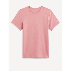 Růžové pánské basic tričko Celio Geroule