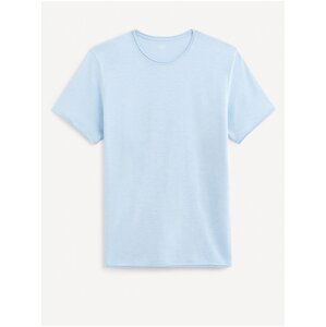 Světle modré pánské basic tričko Celio Geroule