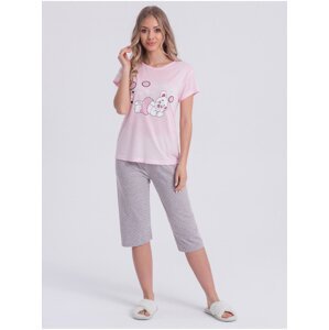 Šedo-růžové dámské pyžamo s potiskem Edoti