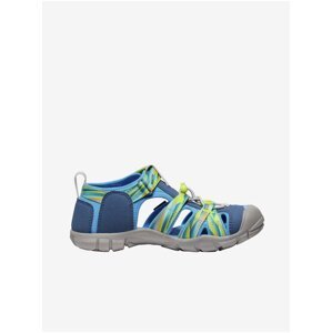 Modré dětské outdoorové sandály s koženými detaily Keen Seacamp II CNX