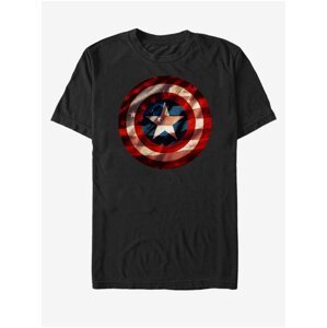 Černé unisex tričko ZOOT.Fan Marvel Flag Shield