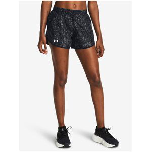 Černé dámské vzorované kraťasy Under Armour UA Fly By 3'' Printed Shorts-BLK