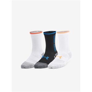 Sada tří párů dětských sportovních ponožek v bílé a černé barvě Under Armour Y UA Perform Tech 3p Crew
