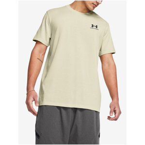 Světle hnědé pánské tričko Under Armour UA M LOGO EMB HEAVYWEIGHT SS