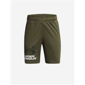 Khaki klučičí sportovní kraťasy Under Armour UA Tech Logo Shorts