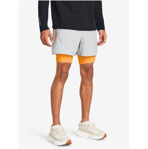 Oranžovo-šedé pánské sportovní kraťasy Under Armour UA LAUNCH 5'' 2-IN-1 SHORTS