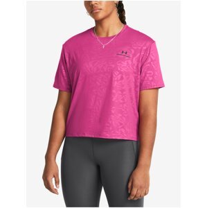 Tmavě růžové dámské sportovní tričko Under Armour Vanish Energy Emboss Crop SS