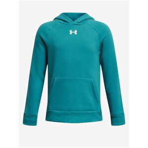 Petrolejová klučičí mikina s kapucí Under Armour UA Rival Fleece Hoodie