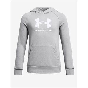 Světle šedá klučičí mikina s kapucí Under Armour UA Rival Fleece BL Hoodie