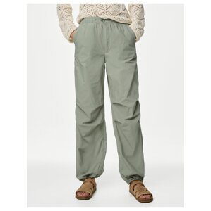 Světle zelené dámské volné kalhoty Marks & Spencer