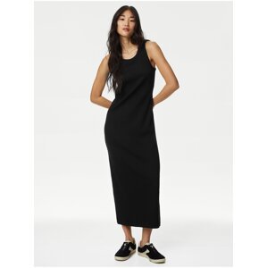Černé dámské žebrované midi šaty  Marks & Spencer