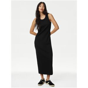 Černé dámské žebrované midi šaty  Marks & Spencer