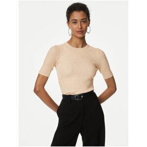 Béžový dámský svetr s krátkým rukávem Marks & Spencer