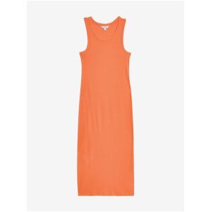 Oranžové dámské žebrované midi šaty  Marks & Spencer