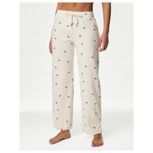 Krémové dámské vzorované pyžamové kalhoty Marks & Spencer