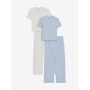 Sada dvou holčičích květovaných pyžam ve světle modré a bílé barvě Marks & Spencer