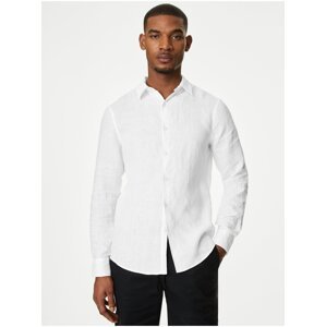 Bílá pánská lněná košile Marks & Spencer