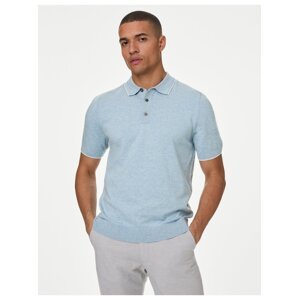 Světle modré pánské polo tričko Marks & Spencer