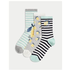 Sada tří párů kotníkových ponožek Sumptuously Soft™ s motivem citrónů Marks & Spencer