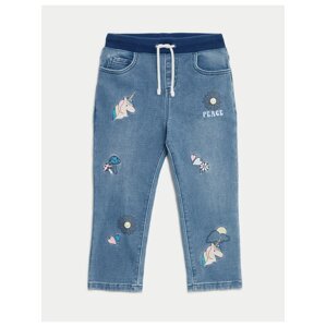 Modré holčičí džíny s motivem jednorožce Marks & Spencer
