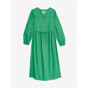 Zelené dámské midi šaty s vysokým podílem lnu Marks & Spencer