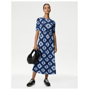 Modré dámské žerzejové midi šaty Marks & Spencer