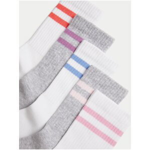 Sada pěti párů dětských ponožek v bíléa šedé barvě Marks & Spencer