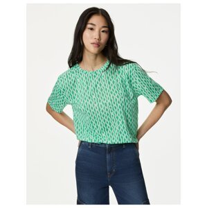 Zelené dámské vzorované volné tričko Marks & Spencer