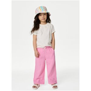 Růžové holčičí široké kalhoty Marks & Spencer