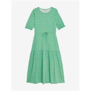 Zelené dámské vzorované žerzejové midi šaty s volánem Marks & Spencer