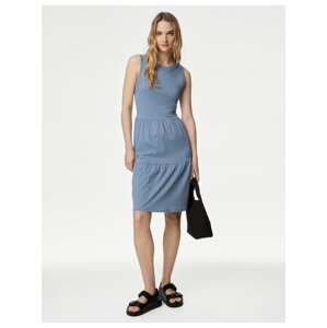 Světle modré dámské šaty s volánem Marks & Spencer