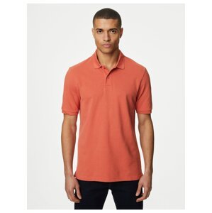 Oranžové pánské polo tričko z čisté bavlny Marks & Spencer