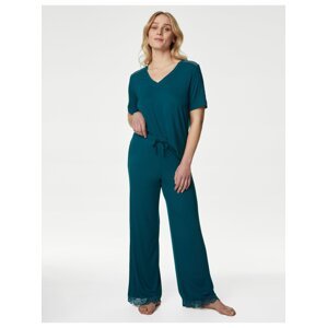 Zelené dámské pyžamové kalhoty s širokými nohavicemi a technologií Body Soft™ Marks & Spencer