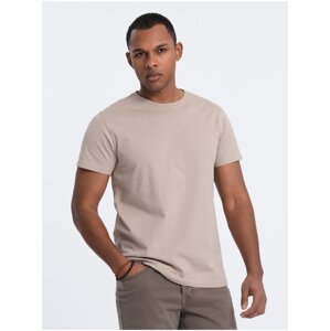 Béžové pánské basic tričko Ombre Clothing