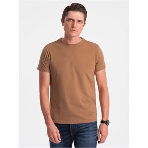 Hnědé pánské basic tričko Ombre Clothing