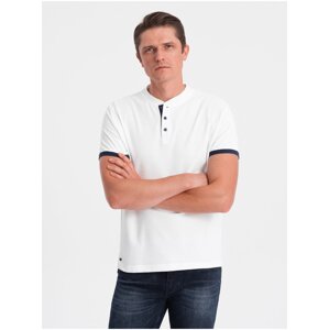 Bílé pánské polo tričko Ombre Clothing