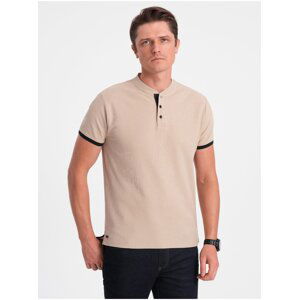 Béžové pánské polo tričko Ombre Clothing