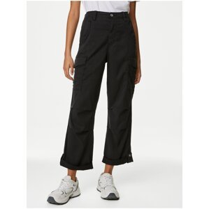 Černé dámské kapsáčové kalhoty zkráceného střihu Marks & Spencer