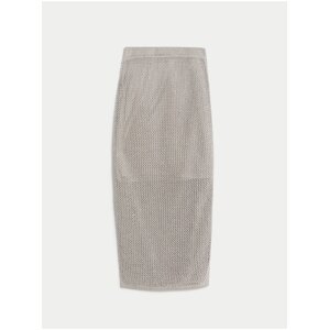 Dámská pletená midi sukně ve stříbrné barvě Marks & Spencer