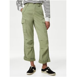 Zelené dámské kapsáčové zkrácené kalhoty Marks & Spencer
