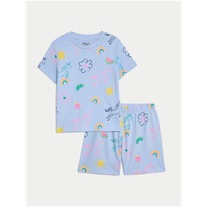 Modré holčičí vzorované pyžamo Marks & Spencer